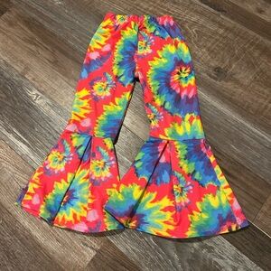 Tie Dye Bell Bottom Stretchy Knit Funky Pants Hippie Festival 12-18m